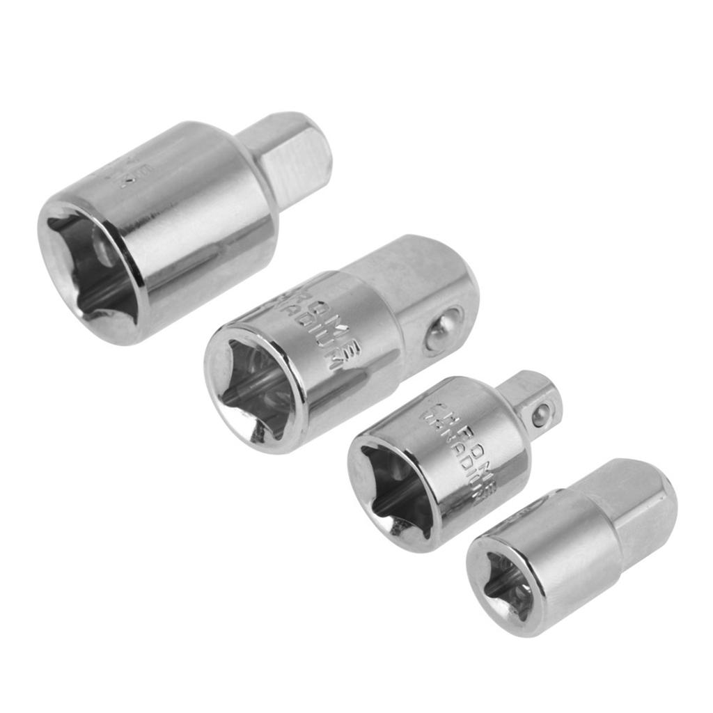 4Pcs Silver     Steel Socket Adapter Reducers 1Celsius2 , 3Celsius8 , 1Celsius4  Wrench Adapter