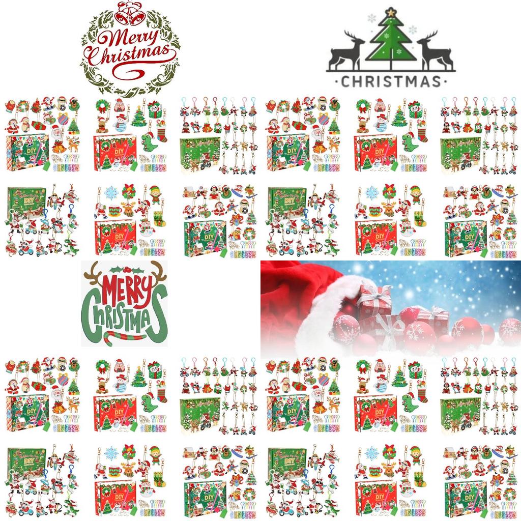Colorful Acrylic Christmas Gift Blind Box Diy Diamond Painting Keychain Set 15 Pieces