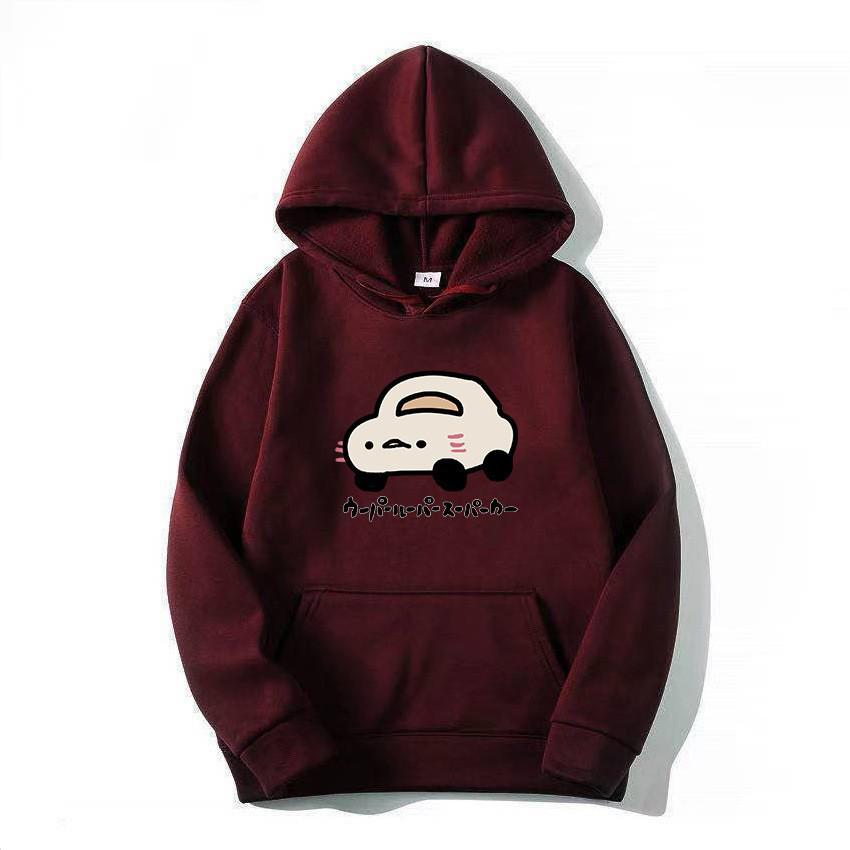 Autumn Winter Japanese Harajuku Supercar Print Hooded Sweatshirt - Loose Fit for Couples Medium