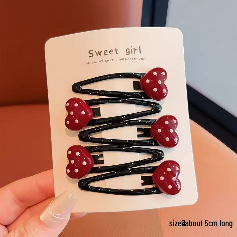 

Polka Dot Heart & Star Hair Clips for Girls - Cute BB & Side Bang Clips, Flyaway Hair Accessories