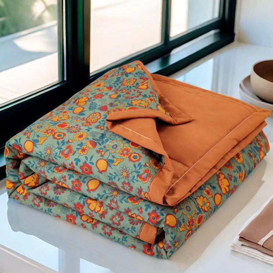 Daisy Printed Quilted Summer Quilt Single Quilt Cool Feeling Summer Quilt Queen Smooth Ice Silk Cooling Blanket Summer Comforter