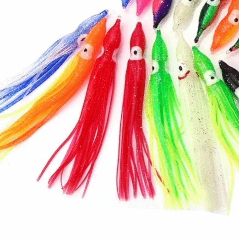 50 STÜCKE Gemischte Farbe Tintenfisch Angelköder Weiche Salzwasser Angelköder Schleppangeln
