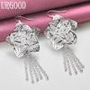 925 Sterling Silver Flower Earrings Wedding Jewelry