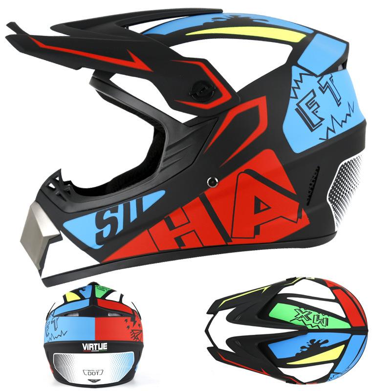 [Free Three-piece Set] Kart Off-road Helmet Electric Motorcycle Helmet Full Helmet for Mountain Downhill Competition