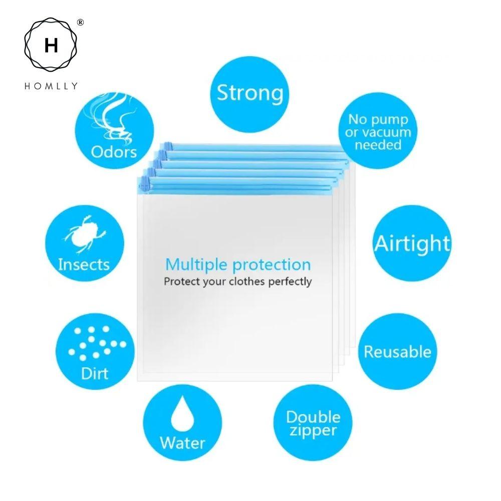 Homlly 10pcs Travel Roll-Up Compression Space Saver Bags - No Vacuum or Pump Needed