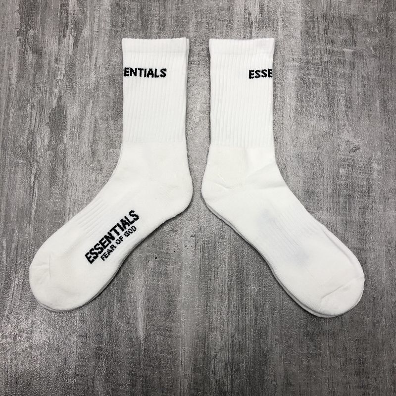Fear Of God Classic ESSENTIALS Letter Print Crew Socks Breathable Cotton Streetwear Socks