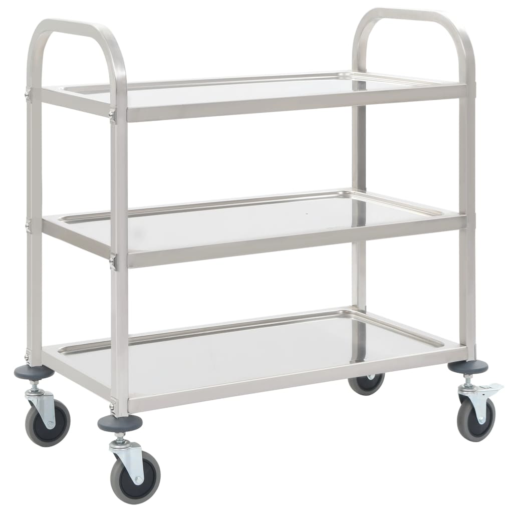 3 Tier Serving Trolley 95 x 45 x 83.5 cm Stainless Steel