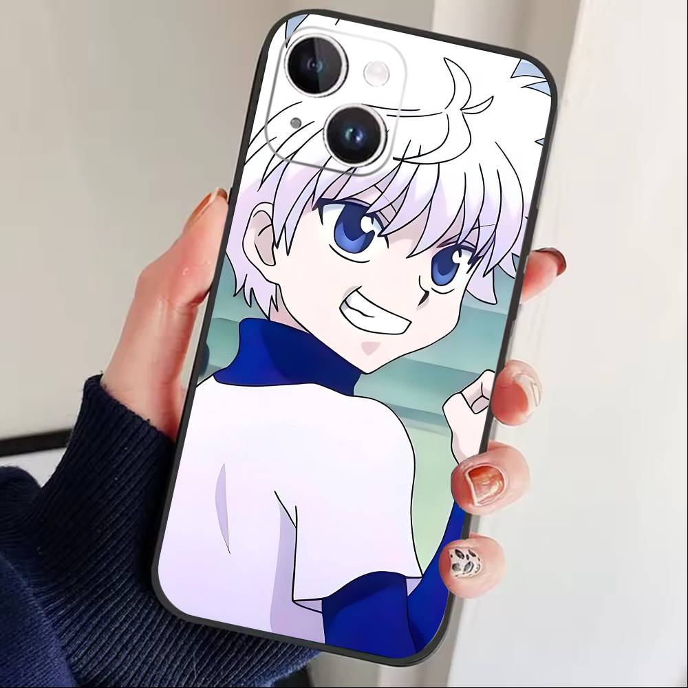 G-Killua Zoldyck K-Hunter X Hunter Phone Case For iPhone 17 16 15 14 13 12 Max Plus Silicone Black Cover