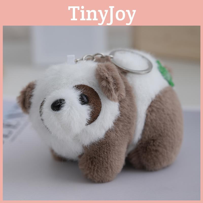 Adorable Plush Panda Keychain With Clover Charm And Soft Mink Fur Teddy Accessory