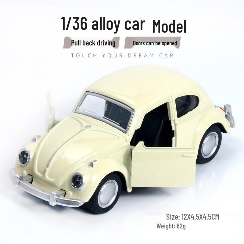 

Ретро Жук 1/36 Модель автомобиля из сплава: Классическая инерционная игрушка с открывающимися дверями для детей