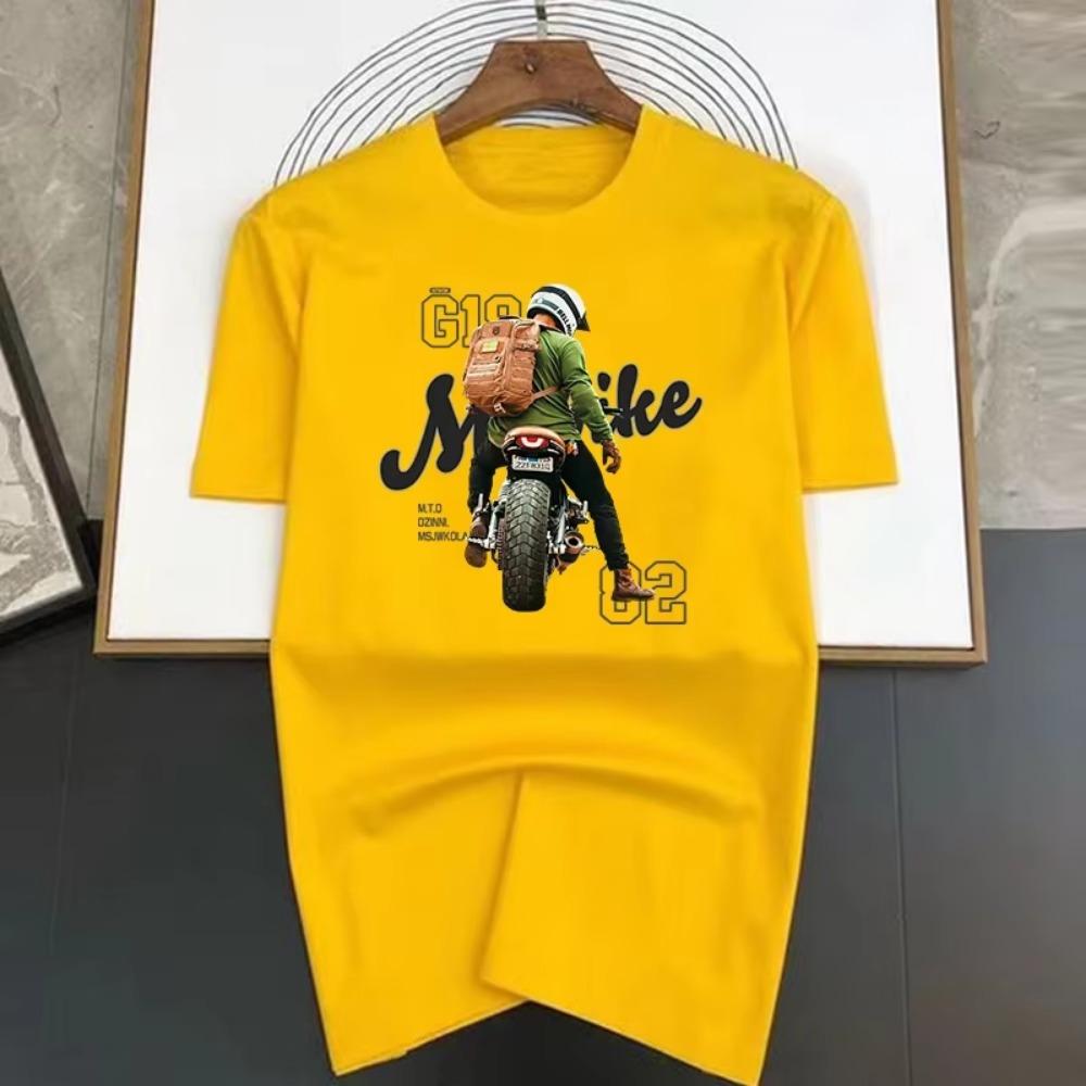 Luxury Motorcycle Back Print T-shirts Summer Men's Tshirt O-Neck Short Sleeve 100% Cotton Street Fashion Casual Top Women's Y2K