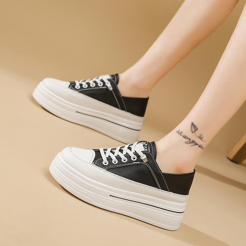 Lightweight Casual Explosion Small Inner Height-increasing Women's Shoes Autumn New Thick-soled One-pedal Casual Little White Shoes