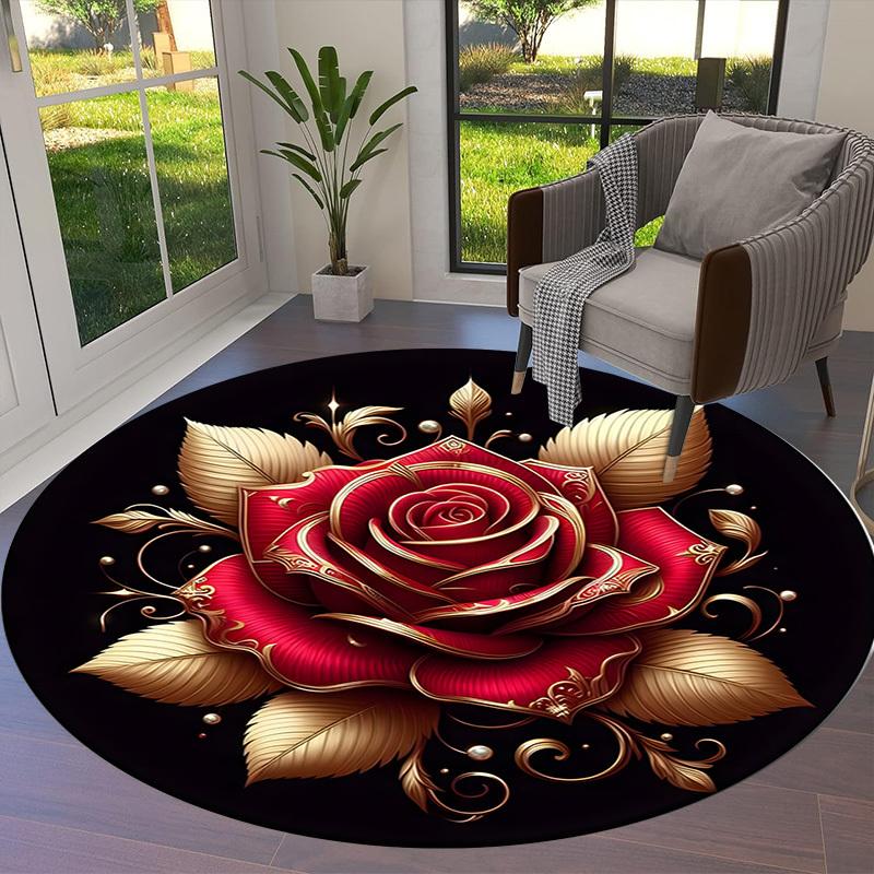 1pc Office Carpet Chair Mats Golden Rose Ornament Perfect for Decorating Office Chairs, Living Rooms, Or Bedrooms