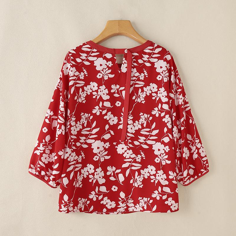 ZANZEA Dámská ležérní květinová halenka s kulatým výstřihem a 3/4 rukávem