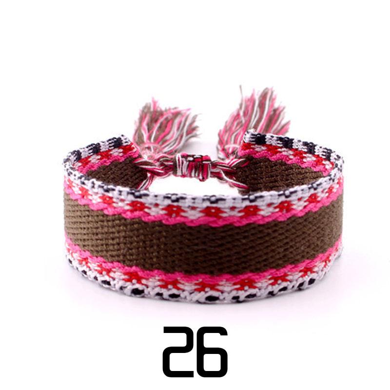 Women Fashion Jewelry Gift Colorful Decorative Pattern Embroidered Handmade Woven Bracelet Bohemian