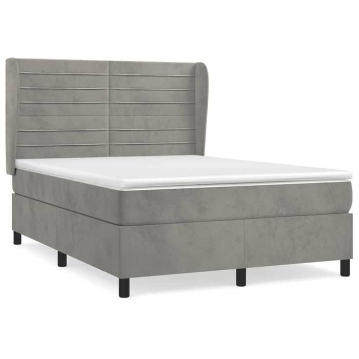 3129273 vidaXL Divan Bed and Mattress Light Grey 140x200cm Velvet