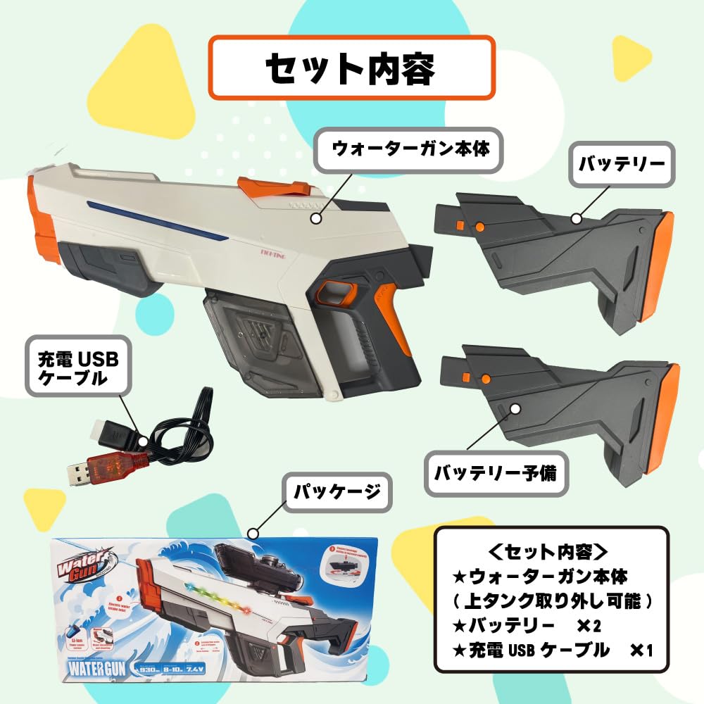 Electric Water Gun with LED Automatic Water and Two Water Guns 930ml Powerful Distance of Rapid and Water Play for Kids and High-spec Light, Refill,