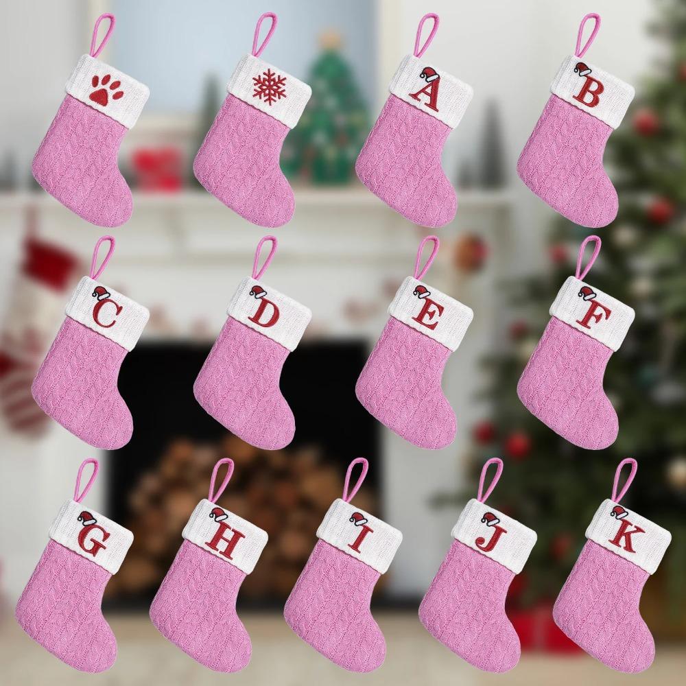 Thickened Christmas Alphabet Knitted Socks Large Capacity Candy Gift Bags  Xmas Gift