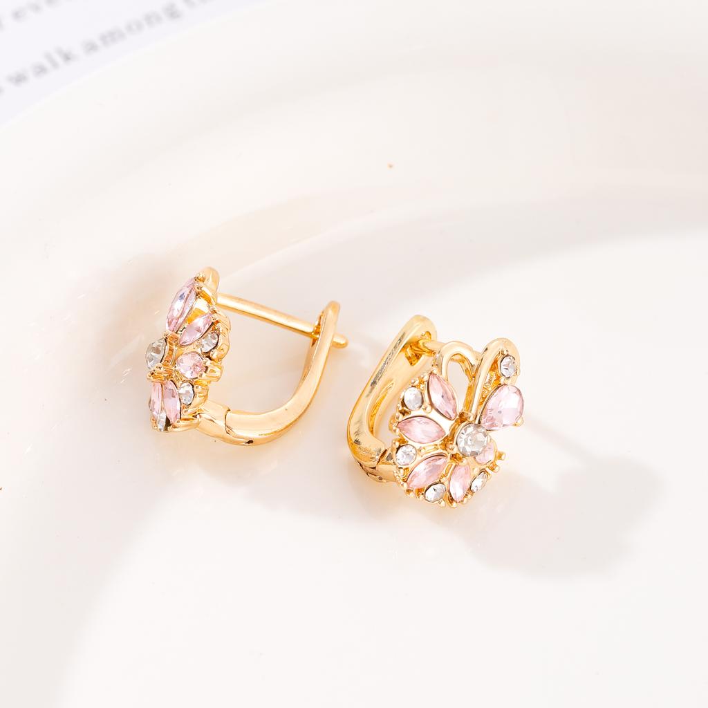 Luxurious Blue Zircon Flower Style Exquisite Earrings for Women Simple Fashion Party Daily Exquisite Retro Zircon Girls Gifts