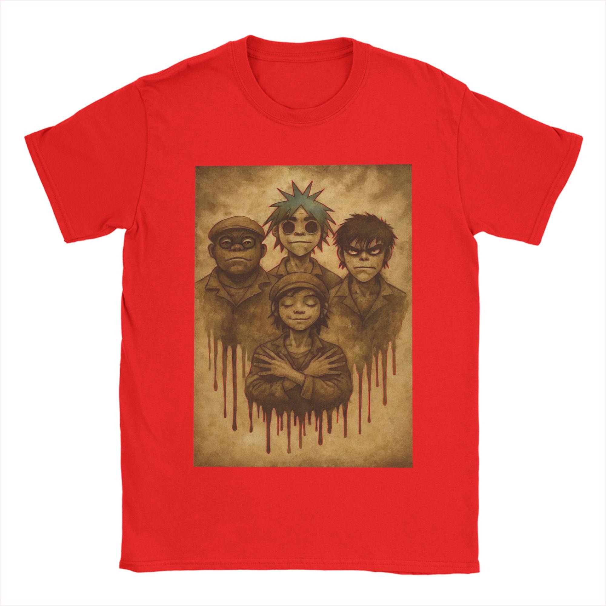 Gorillaz Band T Shirt Unisexs 100 Cotton Funny TShirts Round Neck Tee Shirt Short Sleeve Clothes Printed S