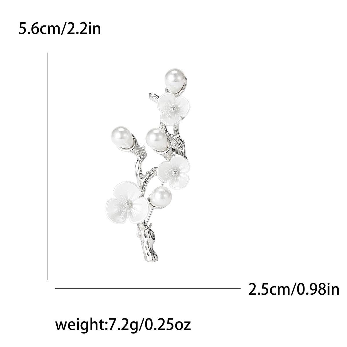 Enamel Plum Blossom Pin for Women Unisex Pearl Branch Brooch Office Party Friend Gifts Jewelry Accessories