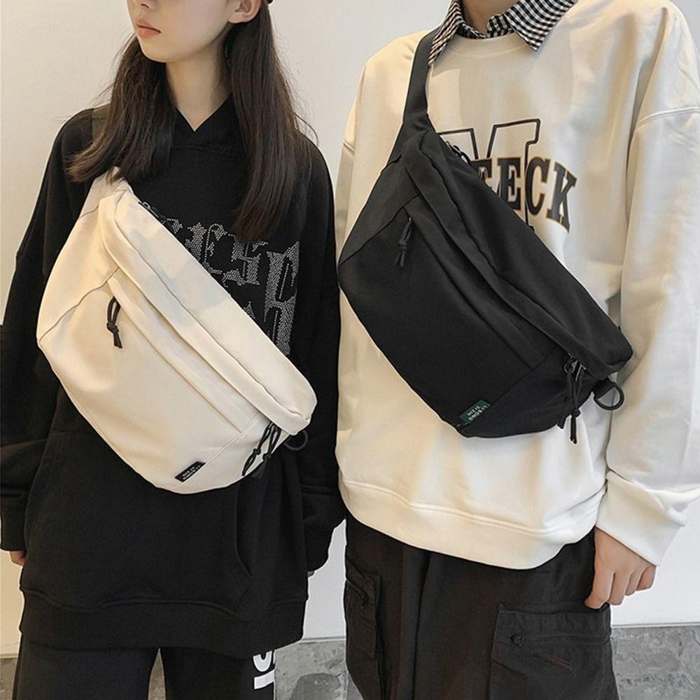 New Handbag Large Capacity Crossbody Bag Nylon Belt Pouch Travel Hip Bag Casual Solid Color Chest Bags Couple Young Student