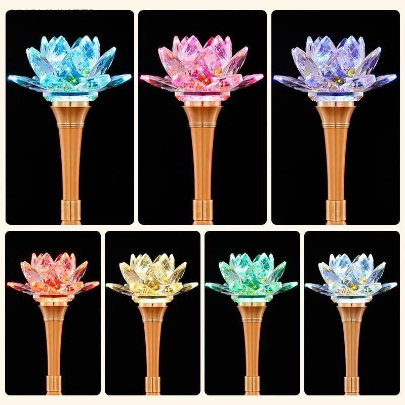 2pcs Lotus Candlestick Buddha for home decoration, tabletop decoration, crystal+metal material