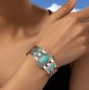 Bracelet Ouvert Turquoise Rétro Style Cour pour Femmes – Design de Niche Chic Japonais et Coréen