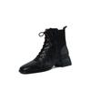 NEW Autumn Women Boots Genuine Leather Shoes for Women Round Toe Chunky Heel Boots Women Lace-up Ankle Boots Low Heel Lady Shoes
