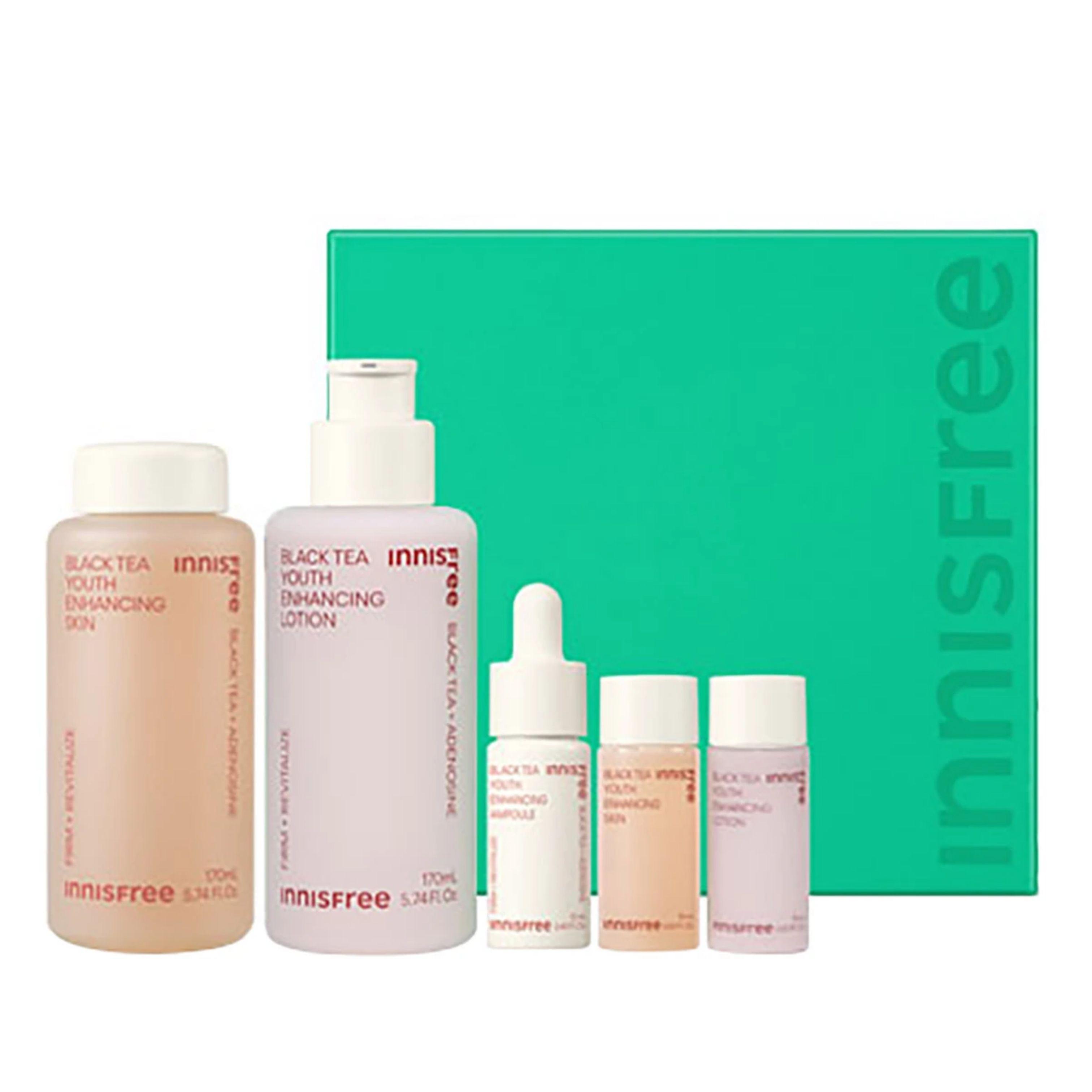 

Innisfree Black Tea Skin Care Set (Skin 170ml + 15ml / Lotion 170ml + 15ml / Ampoule 12ml)