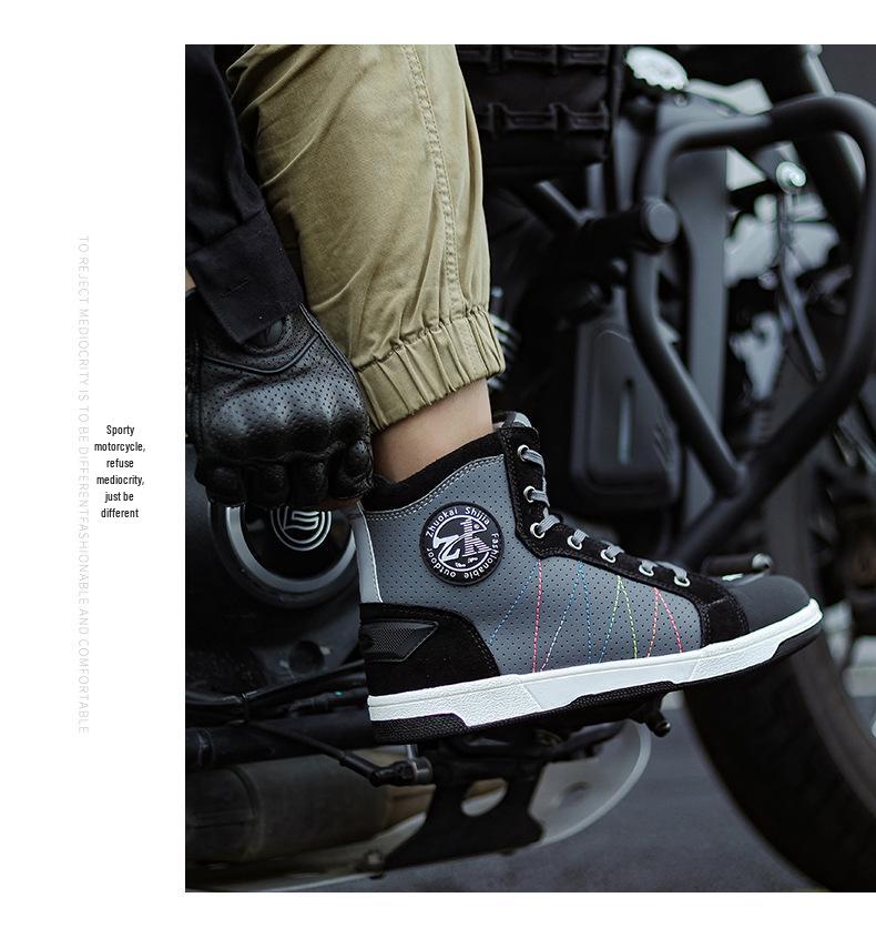 Four Season Motorcycle Riding Boots: Breathable, Anti-Fall, Road Racing & Parkour Shoes