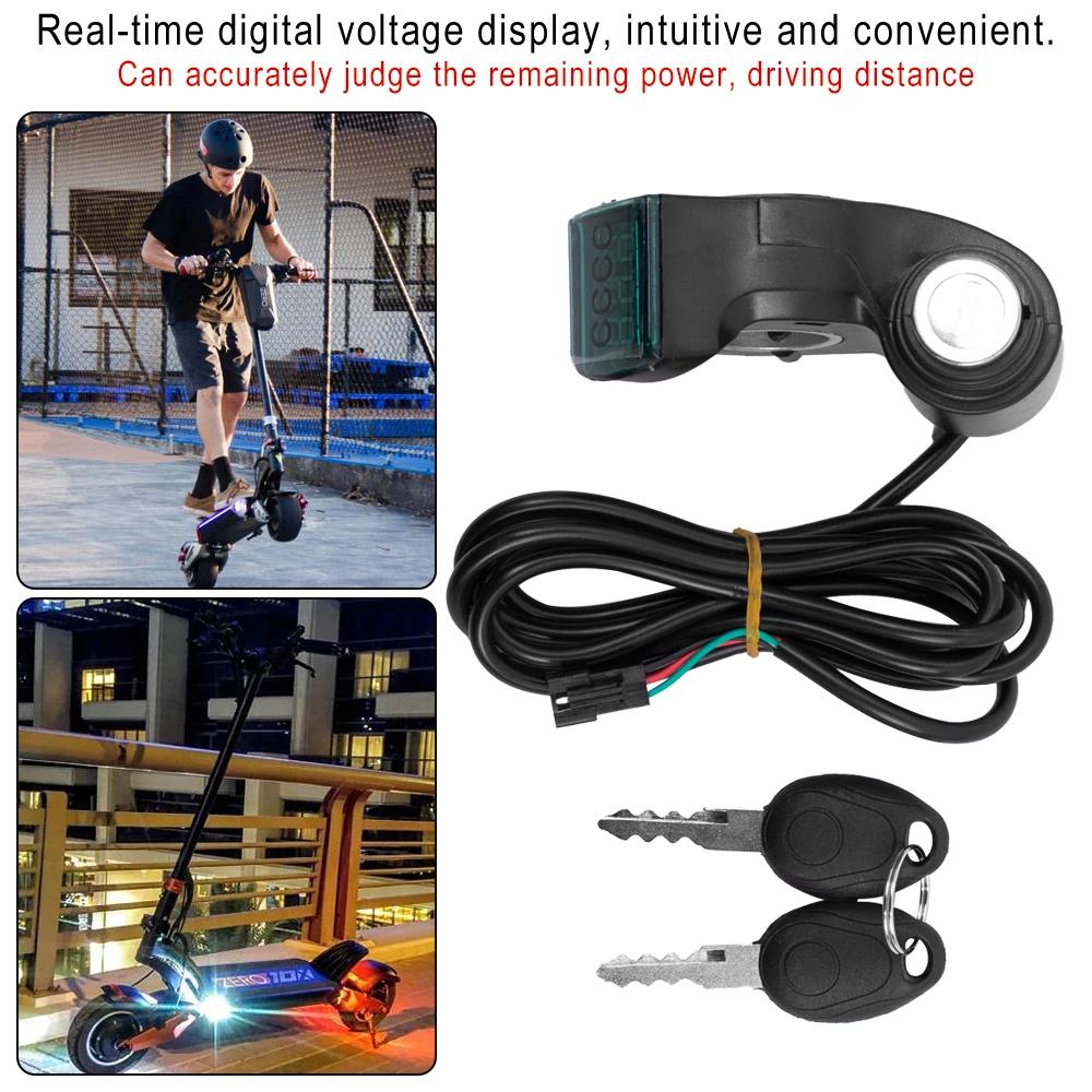 Pro ZERO 8X 10X 11X Klíček zapalování Klíč napájení Zámek Plyn palcem Voltmetr Digitální displej napětí Spínač Napájení Elektrická koloběžka