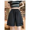 Sweet Student Summer New Plus size Retro Elastic High Waist Lace-up Casual Loose Wide Leg Cargo Cropped Pants Skirt