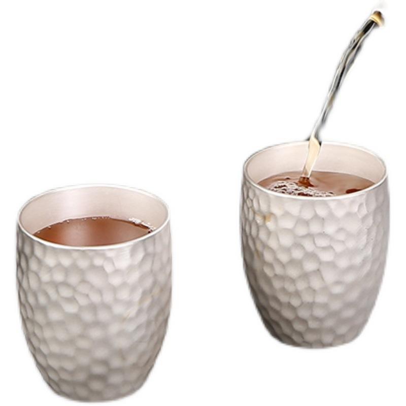 Pure Silver Teapot One Pot Two Cups Gilt Silver Tea Set Outdoor Simple Travel Ceramic Tea Brewer Portable Bag with Printing