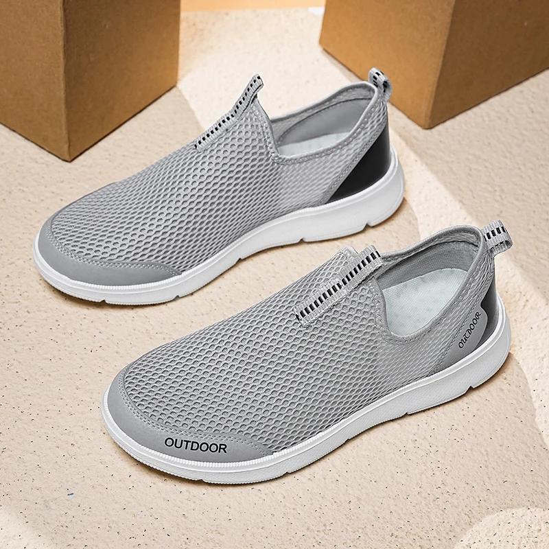Fashion Men Breathable Mesh Casual Shoes Summer Sneakers Men Outdoor Walking Shoes Men's Lightweight Slip-on Sandals Zapatos De Hombre