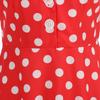 Damen Vintage Reverskragen Patchwork Polka Dot Ausgestelltes Kleid mit gestreiftem Taillengürtel Knopfleiste Vorne Retro Stil Swing Kleid