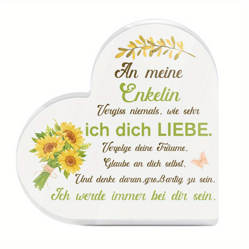 1pc German Heart Shaped Acrylic Sign Table Decor, Desktop Decoration for Home Farmhouse living room, Gift for Granddaughte 10*10cm