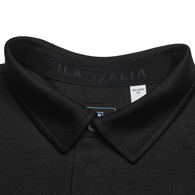 Fila Blue Solid Color Pullover Knit Short Sleeve Polo Shirt Men Tops F11M622112F-BK