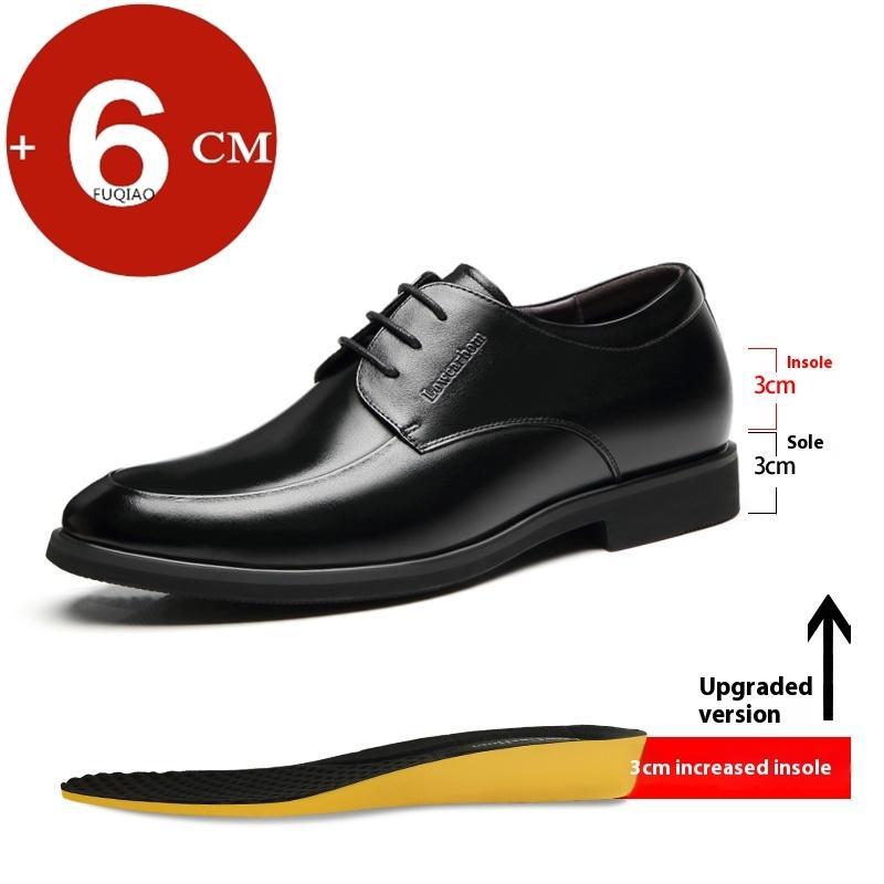 Módní pánské formální společenské boty z hovězí kůže 6cm/8cm Zvýšení výšky Skryté boty s výtahem Měkké pohodlné šněrovací kancelářské business boty
