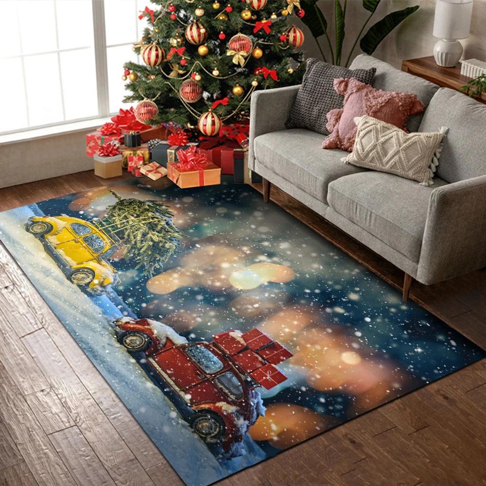 Rote 3D Frohe Weihnachten Dekoration Eingangsteppich Wohnzimmer Couchtisch Decke Weihnachtsmann Schneeflocke Matte Schlafzimmer Teppiche Fußmatten