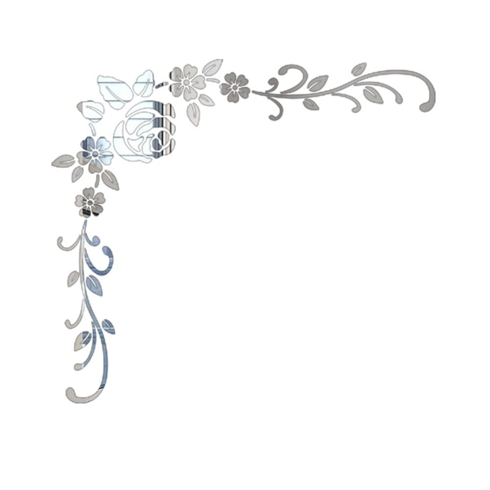 Corridor Wall Sticker Living Room Background Mirror Flower Art Acrylic