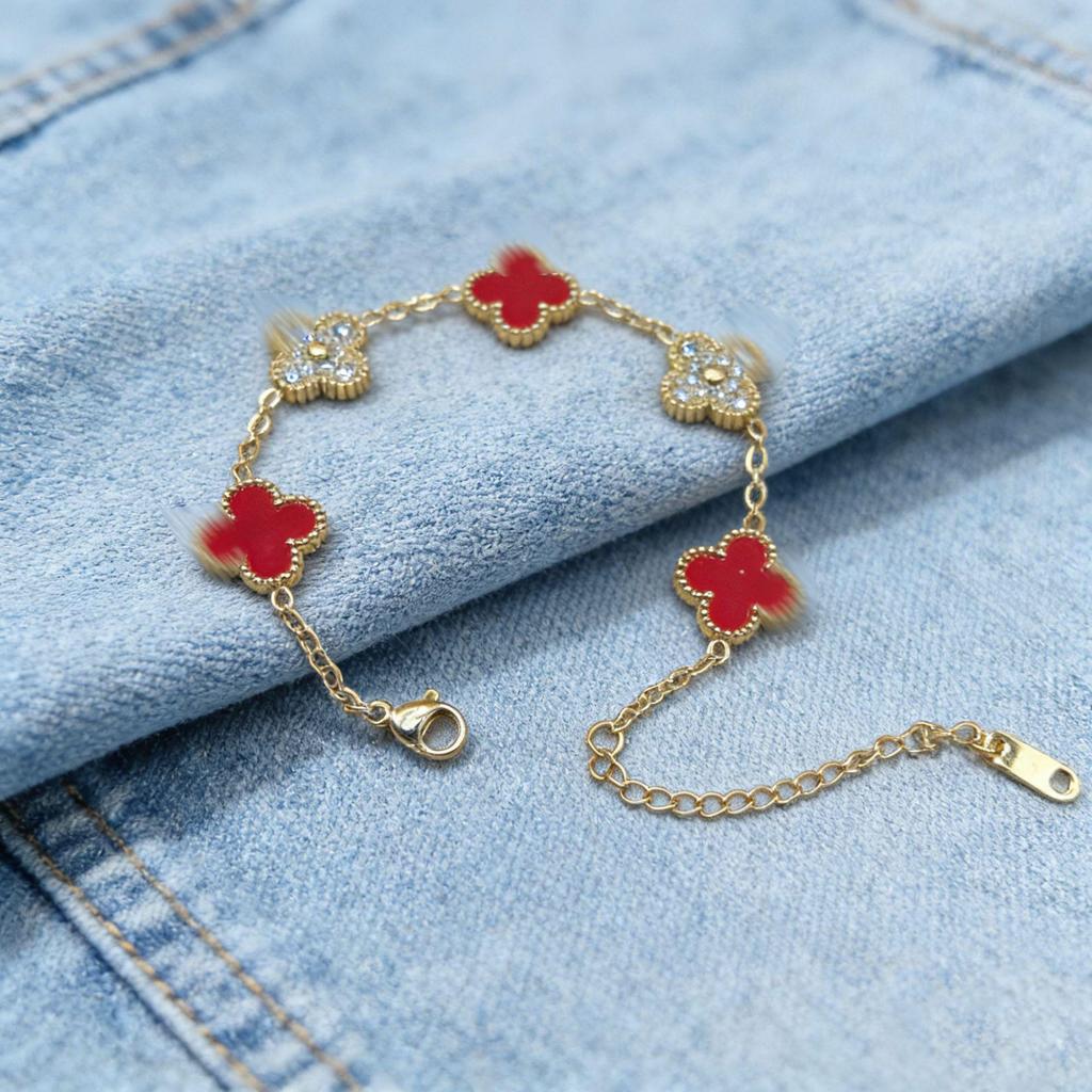 Stainless Steel Four-Leaf Clover Bracelet - Electroplated 18K, New Style Flower Language Series