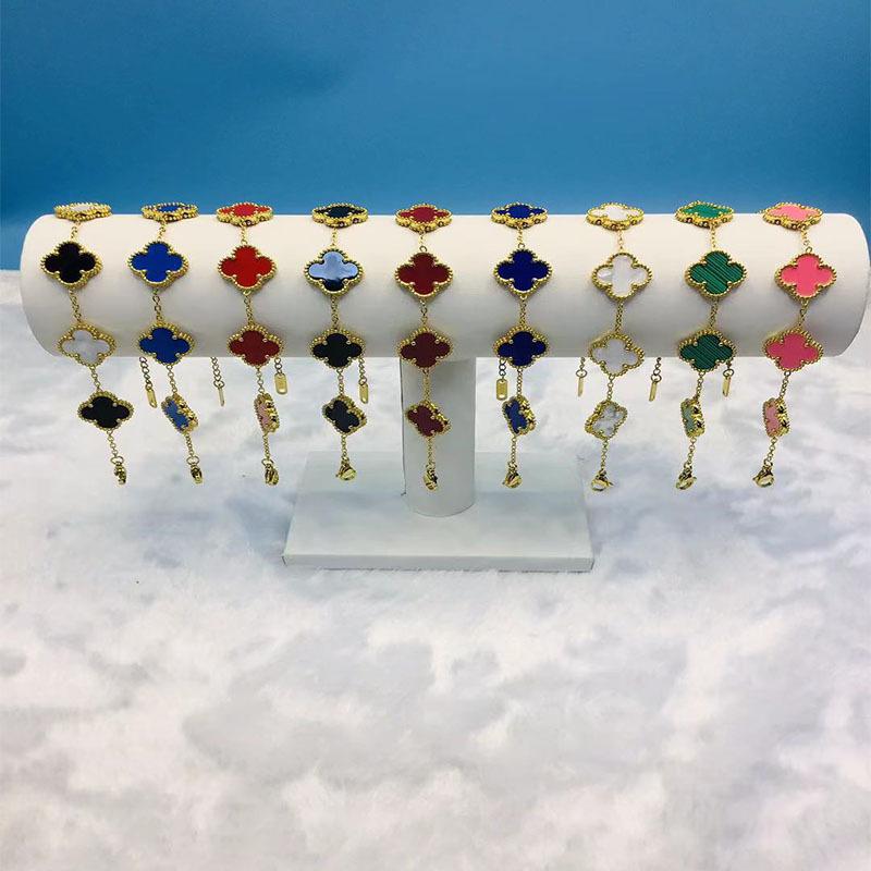 15mm Lucky Titanium Bracelet 18K Ladies Simple Fashion Four Leaf Clover Bracelet Jewelry