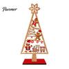 Indoor Christmas Home Decoration Wooden Tree Tabletop Sign, Rustic Gingerbread Snowman Gnome Desktop Ornament with Star Holiday Party Sign Topper,