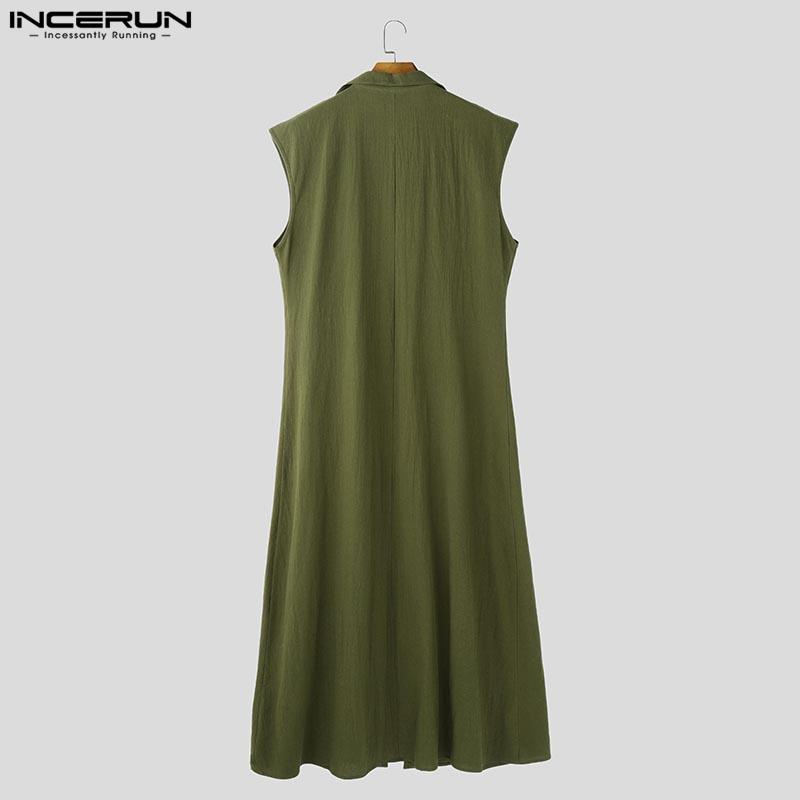 INCERUN Letní pánské kabáty s dlouhým rukávem a otevřeným výstřihem, volné, s dlouhým rukávem a otevřenou přední částí