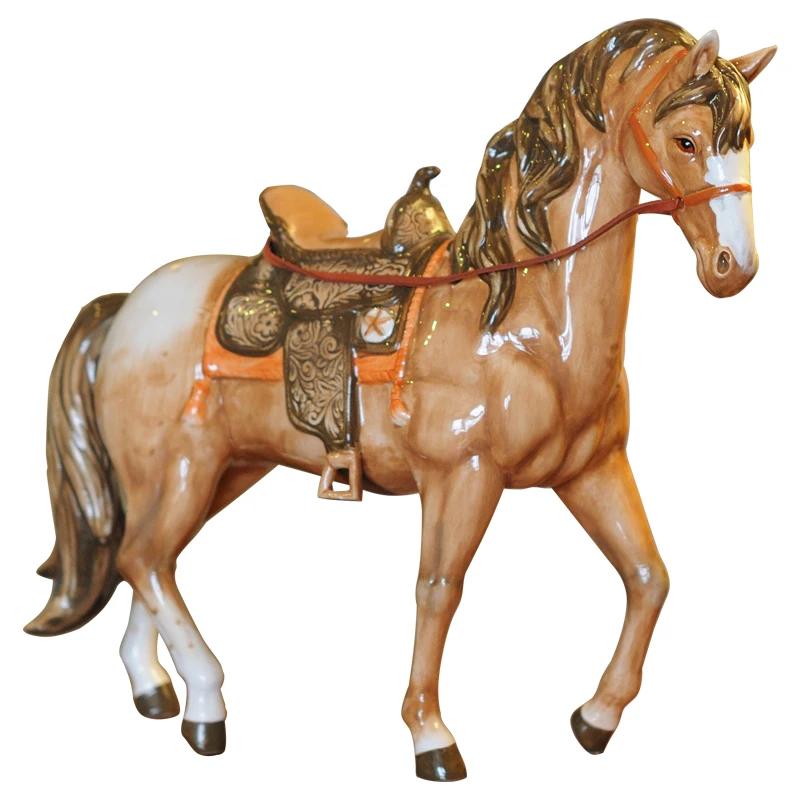 

37x10.5x30.8см 1шт керамическая фигурка лошади по знаку зодиака, дом, гостиная, украшение для рабочего стола, изделия ручной работы, бизнес-подарок, подарок на открытие