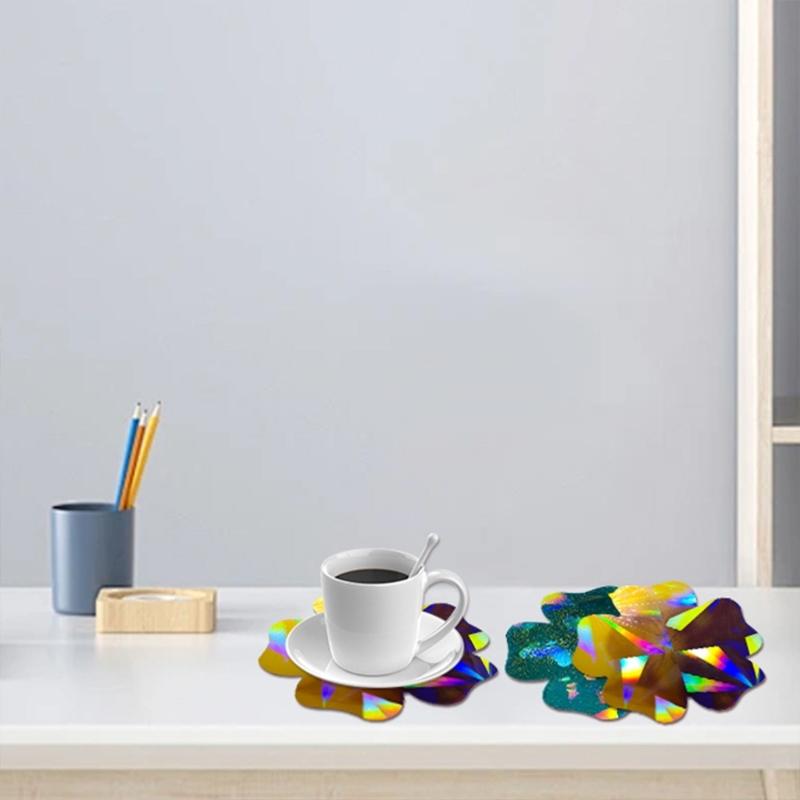 Easy To Demold Rainbow Effect Coaster Mold Holographical Silicone Mould for Crafting Flower Drink Mats Party Supplies