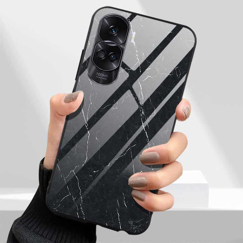 Tempered Glass Hard Cover For Honor 90 Lite 5G Case Lovely Marble Funda Coque For Honor 90 Pro Honor90 90Lite 90Pro Phone Shells