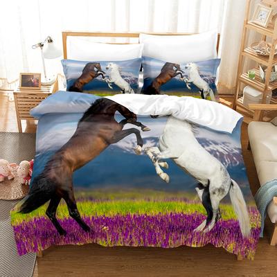 3D Druck Pferde Bettwäsche Set für Kingsize, Bettbezug, 200x200 mit Kissenbezügen, Doppelbett Set, 2 Personen, Luxus Steppdecken-Sets