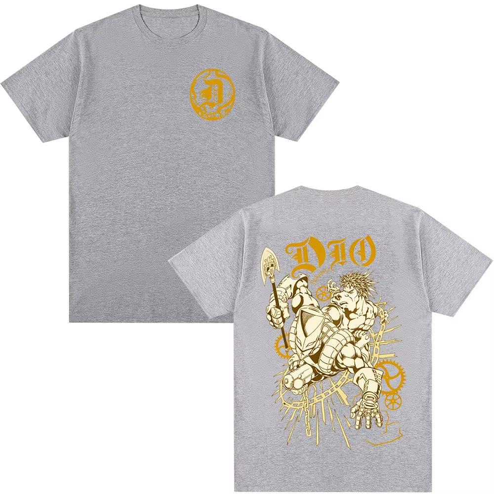 This Eye-catching JoJo’s Bizarre Adventure Dio Brando & The World Graphic T-Shirt Boasts Bold Golden Artwork Perfect For Die-hard Anime Fans T-Shirt